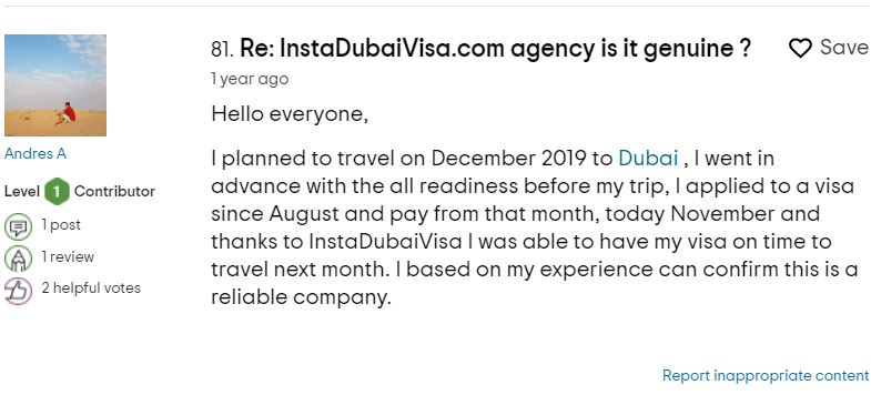 Tripadvisor Customer review - Instadubaivisa genuine agency